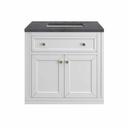 JAMES MARTIN VANITIES Chicago 30in Single Vanity, Glossy White w/ 3 CM Charcoal Soapstone Top 305-V30-GW-3CSP